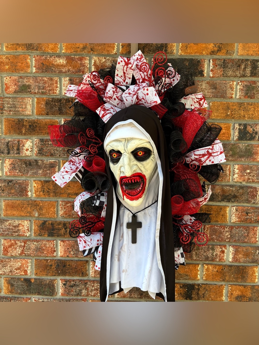 👹 Sister Mary Katherine Flock Tear-Drop Swag Wreath